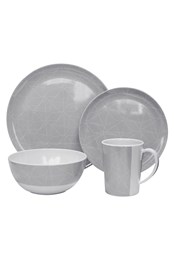 Standard 16-Piece Melamine Plate Bowl & Mug Set Cool Grey