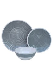 Premium 12pc Melamine Plate & Bowl Set Pastel Grey