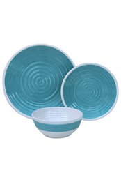 Premium 12pc Melamine Plate & Bowl Set Pastel Blue