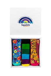 Womens Set of Three Socks in a Gift Box Multicoloured
