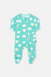 Sheepy Clouds Baby Organic Cotton Sleepsuit Blue