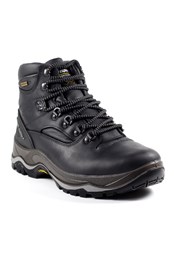 Quatro Mens Waterproof Hiking Boot Black Waxed Leather