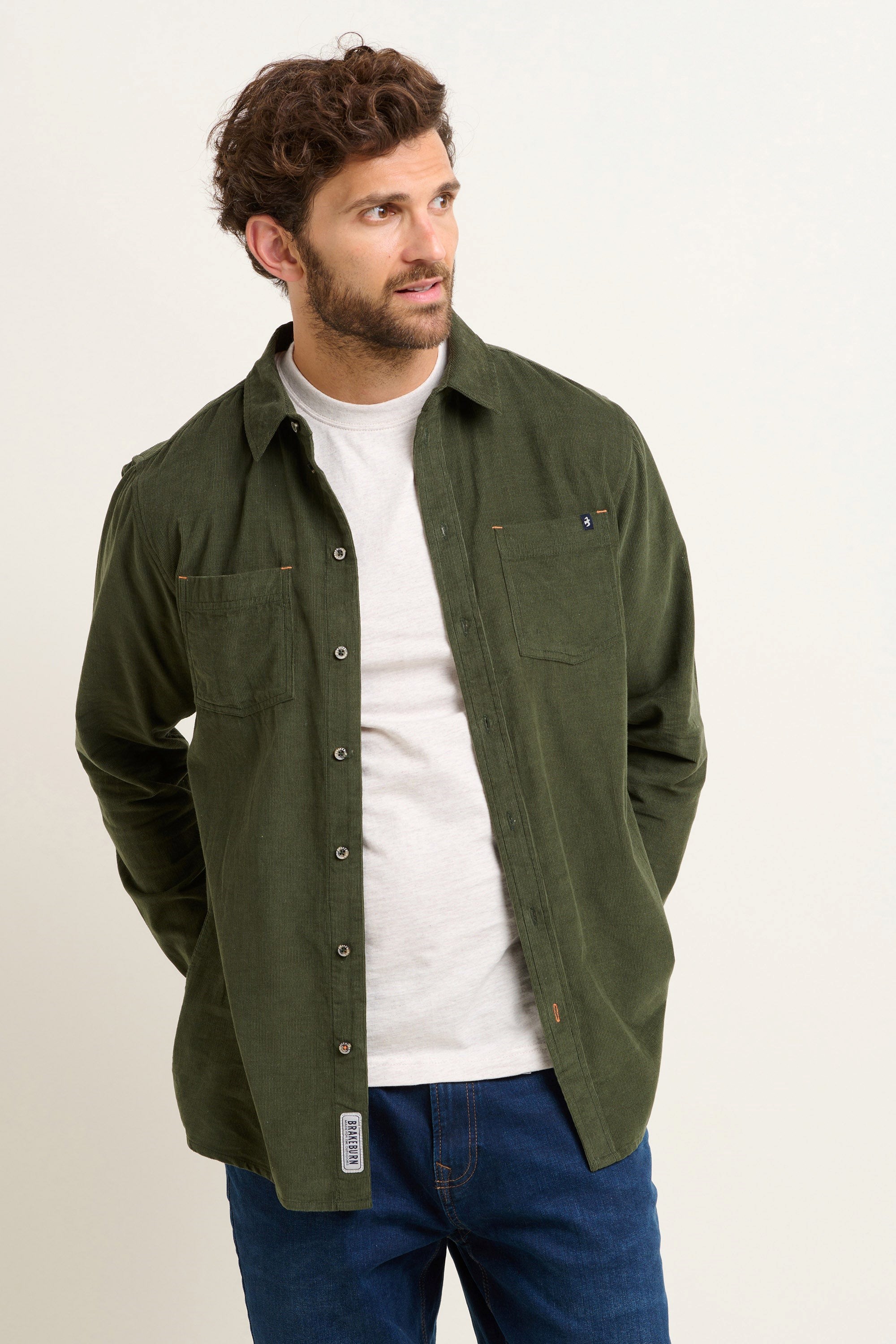 Khaki Corduroy Mens Shirt