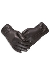 Womens 3 Point Leather Gloves Dark Grey