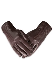 Womens 3 Point Leather Gloves Brown