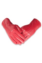 Womens 3 Point Leather Gloves Red