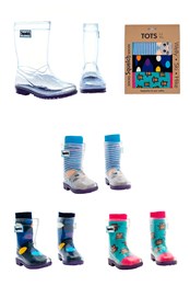 Toddler Transparent Welly Boots and Socks Package Transparent