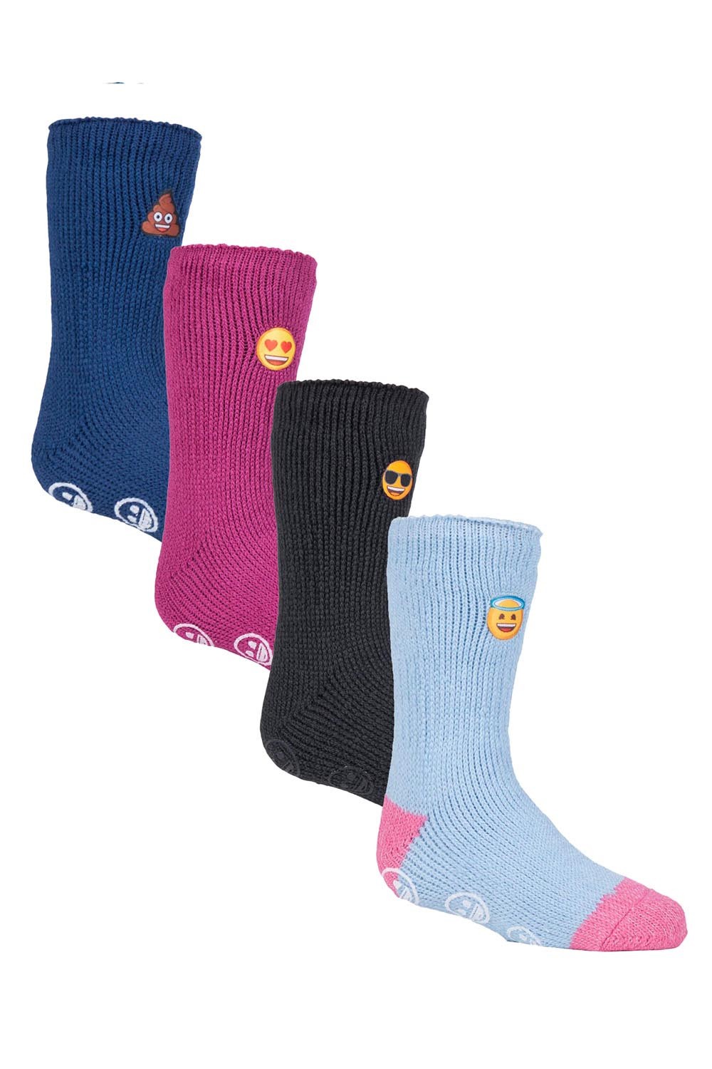 Kids Thermal Emoji Slipper Socks 4-Pack -