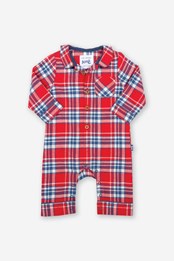Baby Plaid Romper Red