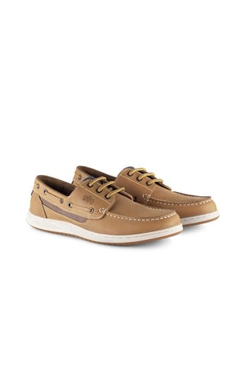 Harvard Mens Premium Leather Boat Shoes Tan