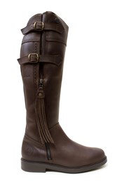 Lucianna Womens Leather Tassel Boots Brown