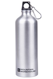 1L Metallic Water Bottle With Karabiner Silver