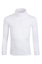 Meribel Kids Cotton Roll Neck Top White